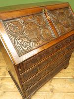Antique Carved Oak Writing Bureau Desk with Fall Front, Handsome Gothic Piece (14 of 24) Antique Carved Oak Writing Bureau Desk with Fall Front, Handsome Gothic Piece (14 of 24)