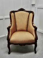 French Carved Walnut & Salon Chair, Upholstered in Silk (4 of 10) French Carved Walnut & Salon Chair, Upholstered in Silk (4 of 10)