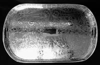 Large Chased Silver Plated Two Handle Gallery Tray (4 of 7) Large Chased Silver Plated Two Handle Gallery Tray (4 of 7)