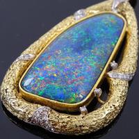 Large 18ct Gold Black Opal Doublet & Diamond Modernist Abstract Pendant (4 of 5) Large 18ct Gold Black Opal Doublet & Diamond Modernist Abstract Pendant (4 of 5)