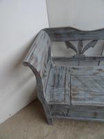 3/4 Seater Antique Pine Painted Distressed Light Grey Box Settle / Bench (6 of 9) 3/4 Seater Antique Pine Painted Distressed Light Grey Box Settle / Bench (6 of 9)
