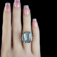 Aquamarine Diamond Cocktail Ring 14ct Gold 14.50ct Scissor Cut Aqua (8 of 8) Aquamarine Diamond Cocktail Ring 14ct Gold 14.50ct Scissor Cut Aqua (8 of 8)