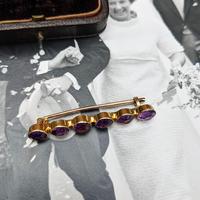 Antique 9ct Yellow Gold Six Amethyst Bar Brooch, Victorian Edwardian 9K Pin (5 of 8) Antique 9ct Yellow Gold Six Amethyst Bar Brooch, Victorian Edwardian 9K Pin (5 of 8)