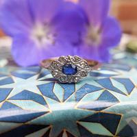 Art Deco 18ct Yellow Gold, Platinum, Sapphire & Diamond Ring (6 of 9) Art Deco 18ct Yellow Gold, Platinum, Sapphire & Diamond Ring (6 of 9)