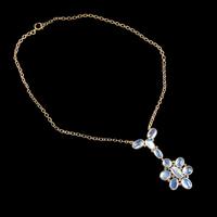 Antique Victorian Moonstone Lavaliere Pendant Necklace Silver 18ct Gold Gilt c.1880 (3 of 6) Antique Victorian Moonstone Lavaliere Pendant Necklace Silver 18ct Gold Gilt c.1880 (3 of 6)