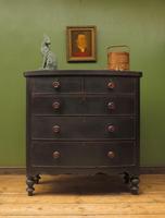 Antique Painted Black Bow Front Chest of Drawers (14 of 16) Antique Painted Black Bow Front Chest of Drawers (14 of 16)