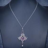 Antique Diamond Ruby Pearl Pendant Necklace Platinum 18ct Gold c.1915 Boxed (6 of 9) Antique Diamond Ruby Pearl Pendant Necklace Platinum 18ct Gold c.1915 Boxed (6 of 9)