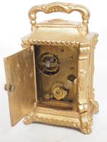Antique Travelling Miniature Carriage Clock - Original Leather Case Made of Gilt Metal with Enamel Dial Mantel Clock (10 of 12) Antique Travelling Miniature Carriage Clock - Original Leather Case Made of Gilt Metal with Enamel Dial Mantel Clock (10 of 12)