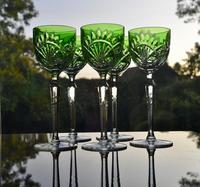 5 Green Hock Glasses Bohemian 1960 (4 of 5) 5 Green Hock Glasses Bohemian 1960 (4 of 5)