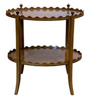 Oval Inlaid Mahogany 2 Tier Table by Shoolbred (2 of 6) Oval Inlaid Mahogany 2 Tier Table by Shoolbred (2 of 6)