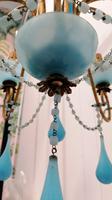 Murano, Rare Italian Chandelier in Aqua Beaded Opaline (6 of 8) Murano, Rare Italian Chandelier in Aqua Beaded Opaline (6 of 8)