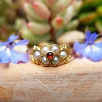 Antique 18ct Yellow Gold Garnet & Pearl Locket Ring (3 of 10) Antique 18ct Yellow Gold Garnet & Pearl Locket Ring (3 of 10)