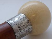 Walking Stick Cane 1918 Hallmarked Silver Pommel Malacca Shaft Tagua Nut (2 of 9) Walking Stick Cane 1918 Hallmarked Silver Pommel Malacca Shaft Tagua Nut (2 of 9)