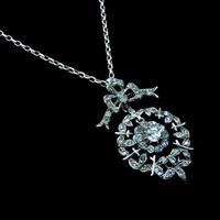 Antique Paste Bow Sterling Silver Drop Pendant and Chain Necklace (9 of 9) Antique Paste Bow Sterling Silver Drop Pendant and Chain Necklace (9 of 9)