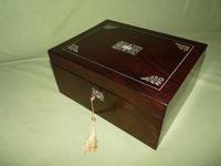 Inlaid Rosewood Jewellery Box + Tray - Plush Interior c.1850 (10 of 11) Inlaid Rosewood Jewellery Box + Tray - Plush Interior c.1850 (10 of 11)