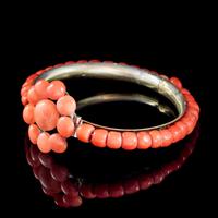 Antique Victorian Coral Flower Bangle Gold Gilt Circa 1880 (3 of 4) Antique Victorian Coral Flower Bangle Gold Gilt Circa 1880 (3 of 4)