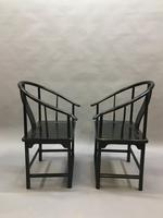 Pair Chinese ebonised horseshoe chairs (7 of 11) Pair Chinese ebonised horseshoe chairs (7 of 11)