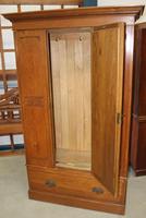 1940's Mirrored 1 Door Oak Wardrobe With Large Drawer. (2 of 5) 1940's Mirrored 1 Door Oak Wardrobe With Large Drawer. (2 of 5)