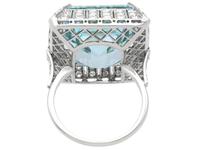 20.50 ct Aquamarine and 2.15 ct Diamond, Platinum Dress Ring - Vintage Circa 1950 (4 of 9) 20.50 ct Aquamarine and 2.15 ct Diamond, Platinum Dress Ring - Vintage Circa 1950 (4 of 9)