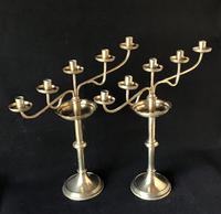 Pair of Arts and Crafts Brass Five Branch Altar Candelabra (4 of 8) Pair of Arts and Crafts Brass Five Branch Altar Candelabra (4 of 8)
