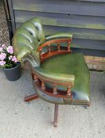 Vintage Mahogany Green Leather Captains Chair (2 of 6) Vintage Mahogany Green Leather Captains Chair (2 of 6)