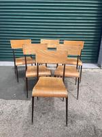 Set 6 Vintage 1960's Bentwood Stacking Kitchen Cafe Chairs