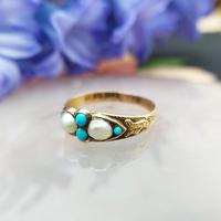 Antique Victorian 15ct Gold Turquoise & Pearl Ring (2 of 9) Antique Victorian 15ct Gold Turquoise & Pearl Ring (2 of 9)