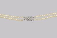 Vintage Natural Pearl Necklace with Sterling Silver Art Deco Clasp Double Strand 18" (7 of 8) Vintage Natural Pearl Necklace with Sterling Silver Art Deco Clasp Double Strand 18" (7 of 8)