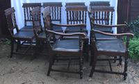 1910's Dark Oak Set of 10 Carved Dining Chairs with Pop out Seats. 8+2 Carvers (5 of 5) 1910's Dark Oak Set of 10 Carved Dining Chairs with Pop out Seats. 8+2 Carvers (5 of 5)