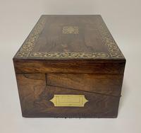 Superb Antique Rosewood Brass Inlaid Writing Slope Box with Double Hinge (12 of 12) Superb Antique Rosewood Brass Inlaid Writing Slope Box with Double Hinge (12 of 12)