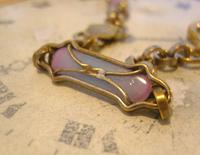 Art Nouveau Pocket Watch Chain 1900 Brass Albert with Pink & Blue Glass Panels (7 of 12) Art Nouveau Pocket Watch Chain 1900 Brass Albert with Pink & Blue Glass Panels (7 of 12)