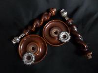 Lovely Pair of Oak Twisted Candlesticks / Metal Sconces (5 of 7) Lovely Pair of Oak Twisted Candlesticks / Metal Sconces (5 of 7)