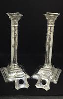 Victorian Silver Plated Corinthian Column Candlesticks. (6 of 9) Victorian Silver Plated Corinthian Column Candlesticks. (6 of 9)