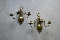 Pair of Dutch Style Brass 3 Branch Wall Candle Sconce (11 of 13) Pair of Dutch Style Brass 3 Branch Wall Candle Sconce (11 of 13)