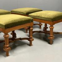Set of 6 satinwood modular stools in vintage velvet (8 of 8) Set of 6 satinwood modular stools in vintage velvet (8 of 8)