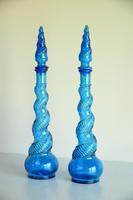 Pair of Depose Blue Glass Genie Bottles (2 of 10) Pair of Depose Blue Glass Genie Bottles (2 of 10)