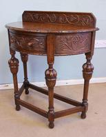 Antique Jacobean Style Carved Oak Demi Lune Side Table (7 of 8) Antique Jacobean Style Carved Oak Demi Lune Side Table (7 of 8)