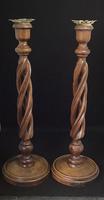 Pair of Tall Edwardian Mahogany Open Twist Candlesticks (6 of 6) Pair of Tall Edwardian Mahogany Open Twist Candlesticks (6 of 6)