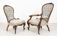 Pretty Pair of Victorian His and Her Walnut Parlour Chairs (7 of 9) Pretty Pair of Victorian His and Her Walnut Parlour Chairs (7 of 9)