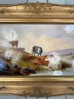 Antique Victorian river landscape oil painting study of cows 1 of 2 (4 of 10) Antique Victorian river landscape oil painting study of cows 1 of 2 (4 of 10)