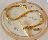 Vintage Pocket Watch Chain 1970s 12ct Gold Plated Snake Link Albert & T Bar (3 of 9) Vintage Pocket Watch Chain 1970s 12ct Gold Plated Snake Link Albert & T Bar (3 of 9)