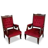 Two Arts & Crafts Fireside Chairs on Castors (13 of 13) Two Arts & Crafts Fireside Chairs on Castors (13 of 13)