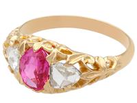 1.28ct Burmese Pink Sapphire & 0.76ct Diamond, 22ct Yellow Gold Trilogy Ring - Antique Victorian (3 of 12) 1.28ct Burmese Pink Sapphire & 0.76ct Diamond, 22ct Yellow Gold Trilogy Ring - Antique Victorian (3 of 12)