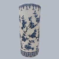 Antique Oriental Porcelain Umbrella Stand Ironstone China Blue & White Roses