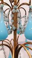 Murano, Rare Italian Chandelier in Aqua Beaded Opaline (8 of 8) Murano, Rare Italian Chandelier in Aqua Beaded Opaline (8 of 8)