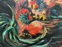 Stunning Original 1970s Vintage Abstract Acrylic Painting Cocks Fighting - Game (9 of 15) Stunning Original 1970s Vintage Abstract Acrylic Painting Cocks Fighting - Game (9 of 15)