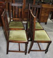 1940s Set 4 Oak Barley Twist Dining Chairs with Green Seats (3 of 3) 1940s Set 4 Oak Barley Twist Dining Chairs with Green Seats (3 of 3)