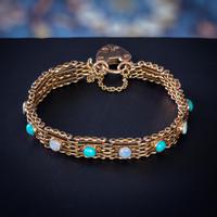 Antique Edwardian Opal Turquoise Gate Bracelet 9ct Gold Walker & Hall c.1901 (2 of 7) Antique Edwardian Opal Turquoise Gate Bracelet 9ct Gold Walker & Hall c.1901 (2 of 7)