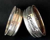 2 Silver Plated Reticulated Bottle Coasters (3 of 3) 2 Silver Plated Reticulated Bottle Coasters (3 of 3)