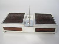 Double Ended Silver Plated Box with Panels of Crocodile Style Leather (4 of 6) Double Ended Silver Plated Box with Panels of Crocodile Style Leather (4 of 6)